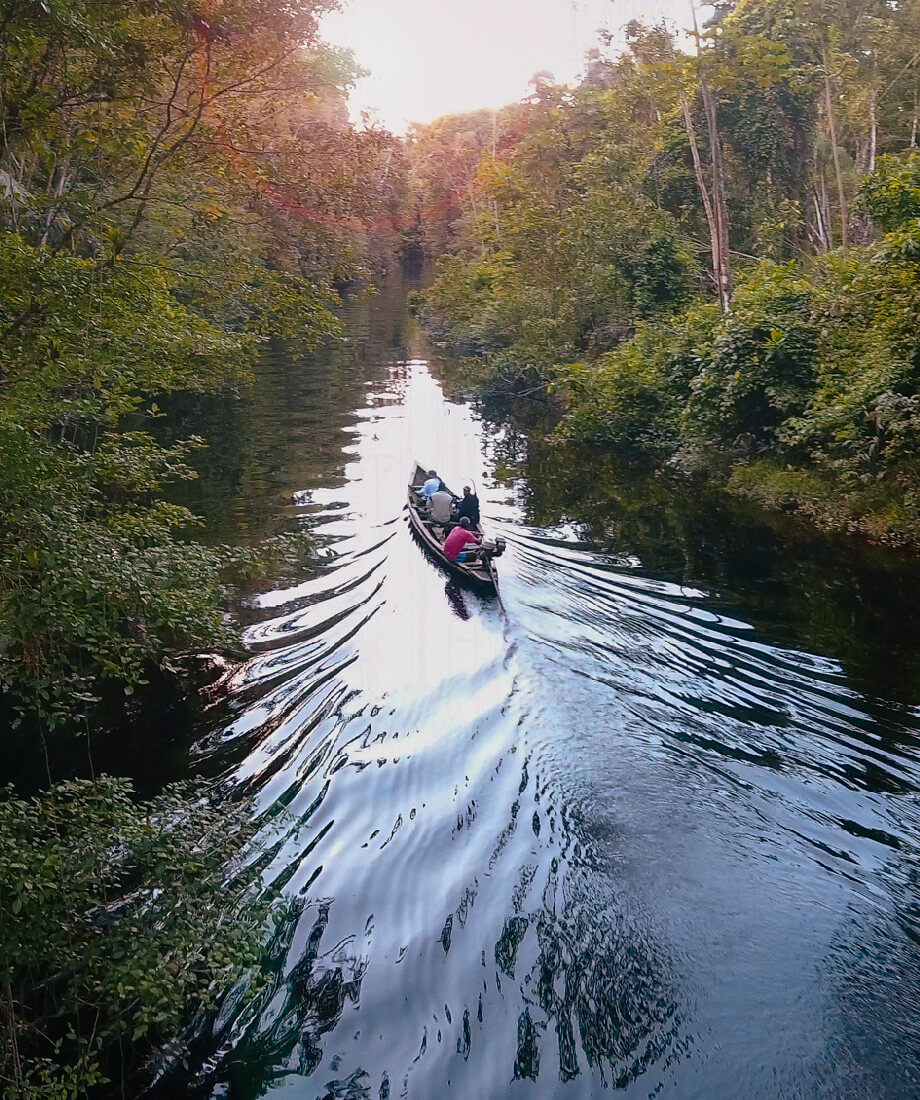 Barca navegando por el río en perú