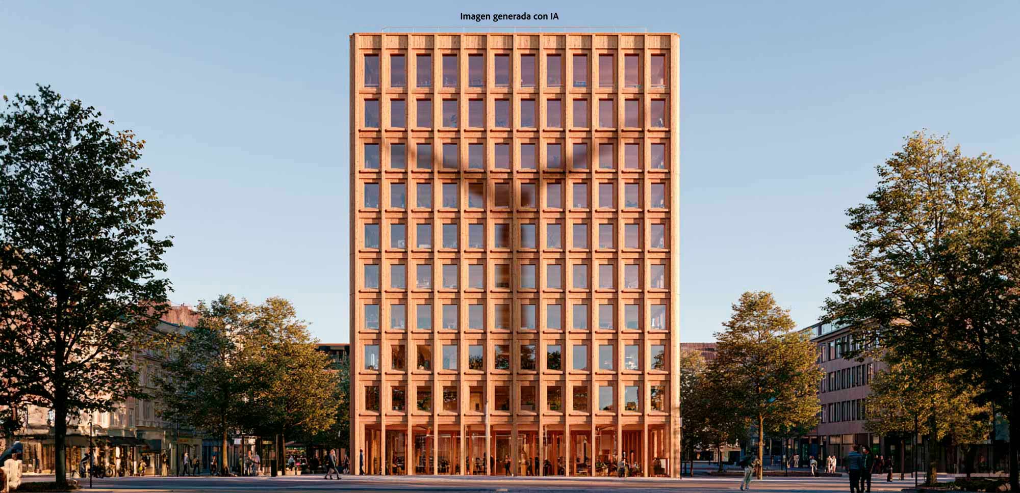 Edificio con sombra de aerogenerador
